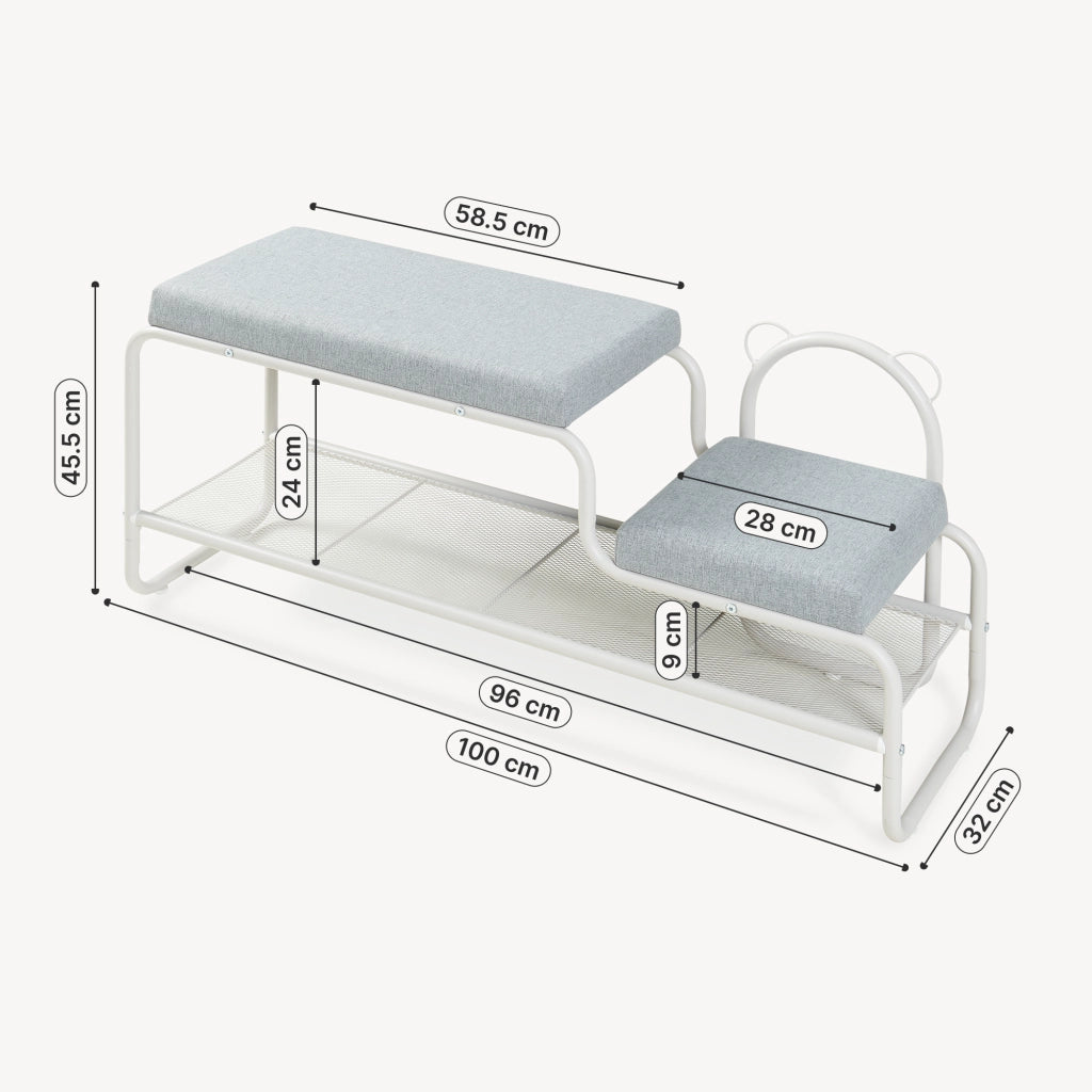 Panca Portascarpe Jässaatka con Sgabello per Bambini 100 x 32 x 46 cm - Grigio [en.casa]