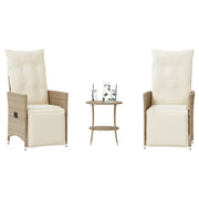 Set da BistrÃ² 3 pz con Cuscini Beige in Polyrattan