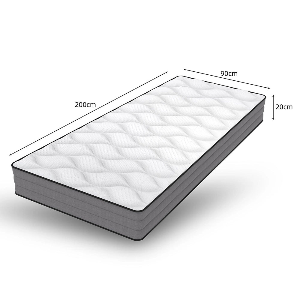Materasso a Molle 90x200cm H3 20cm - Xylo - Ergonomico 7 Zone, Certificato Oeko-Tex