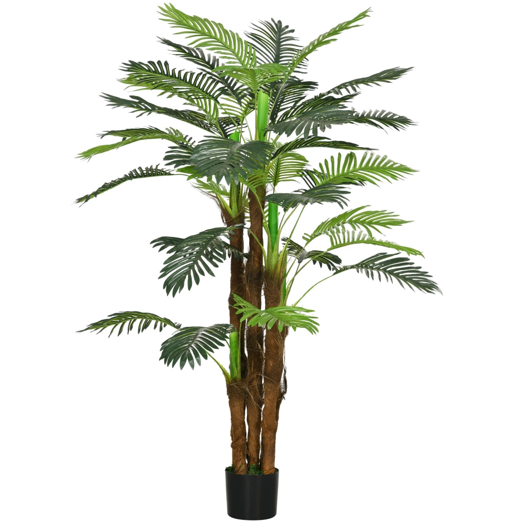 Palma artificiale 160 cm verde per interni ed esterni, pianta finta con vaso stabile
