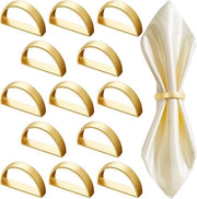 Set di 12 anelli di servizio in metallo dorato - portahandkerchief elegante per matrimoni e cene formali