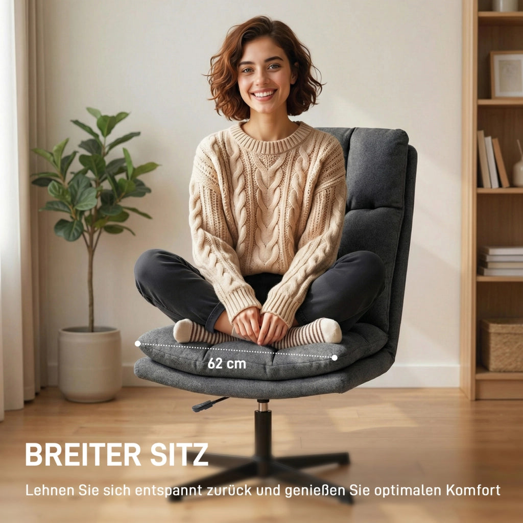Poltrona girevole in tessuto ¨C zephmum ¨C Grigio scuro con gambe in metallo