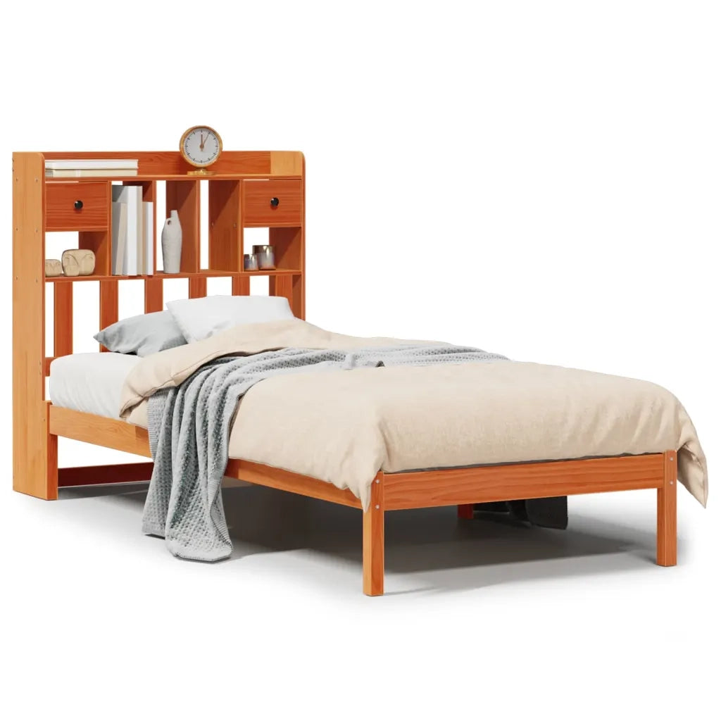 Letto Libreria senza Materasso Marrone Cera 75x190 cm in Pino 3321636