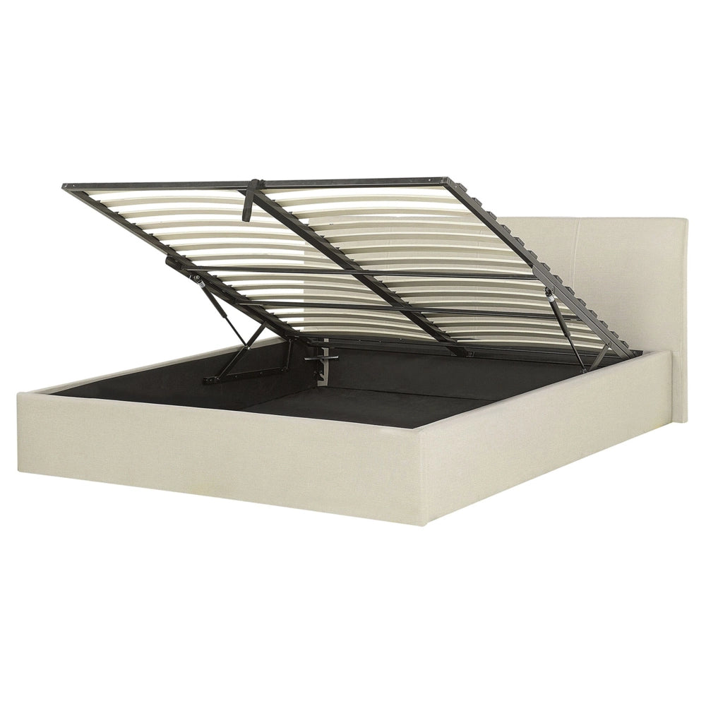 Struttura del letto Beige King Size 5 piedi Sollevare contenitore con testiera