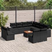 Set Divani da Giardino 12 pz con Cuscini Nero in Polyrattan 3257833