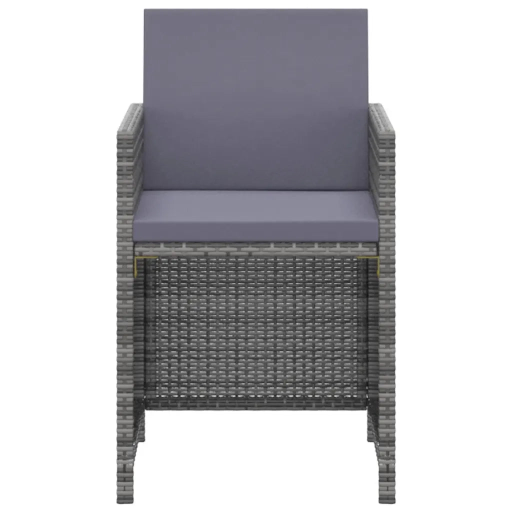 Set da Pranzo da Giardino 3 pz con Cuscini Polyrattan Grigio 3095490