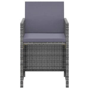 Set da Pranzo da Giardino 3 pz con Cuscini Polyrattan Grigio 3095490