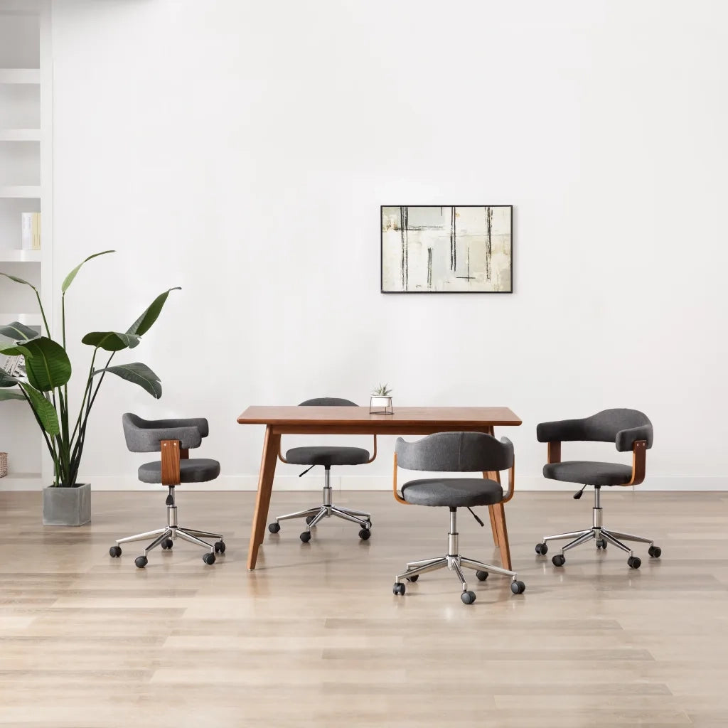 Sedie da Pranzo Girevoli 4 pz Grigie in Legno Curvo e Tessuto  cod mxl 25377