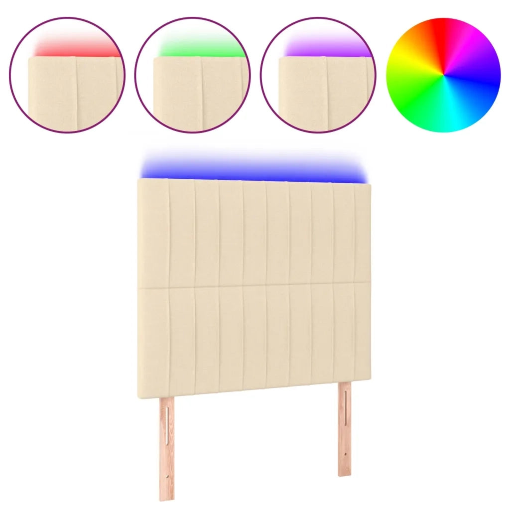 Testiera a LED-Testata con LED crema 90x5x118/128 cm in Tessuto 179853