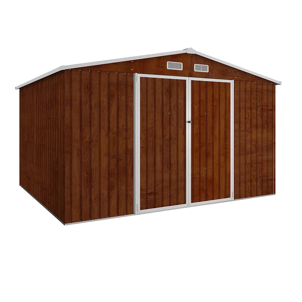 Casetta da giardino in acciaio zincato effetto legno 3,21x2,77xh2,17 m - 131kg - 8,9 metri quadri