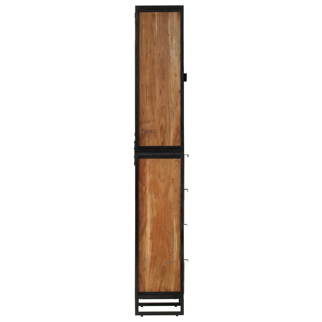 Mobile da Bagno 40x27x190 cm in Ferro e Legno Massello Acacia 3217118