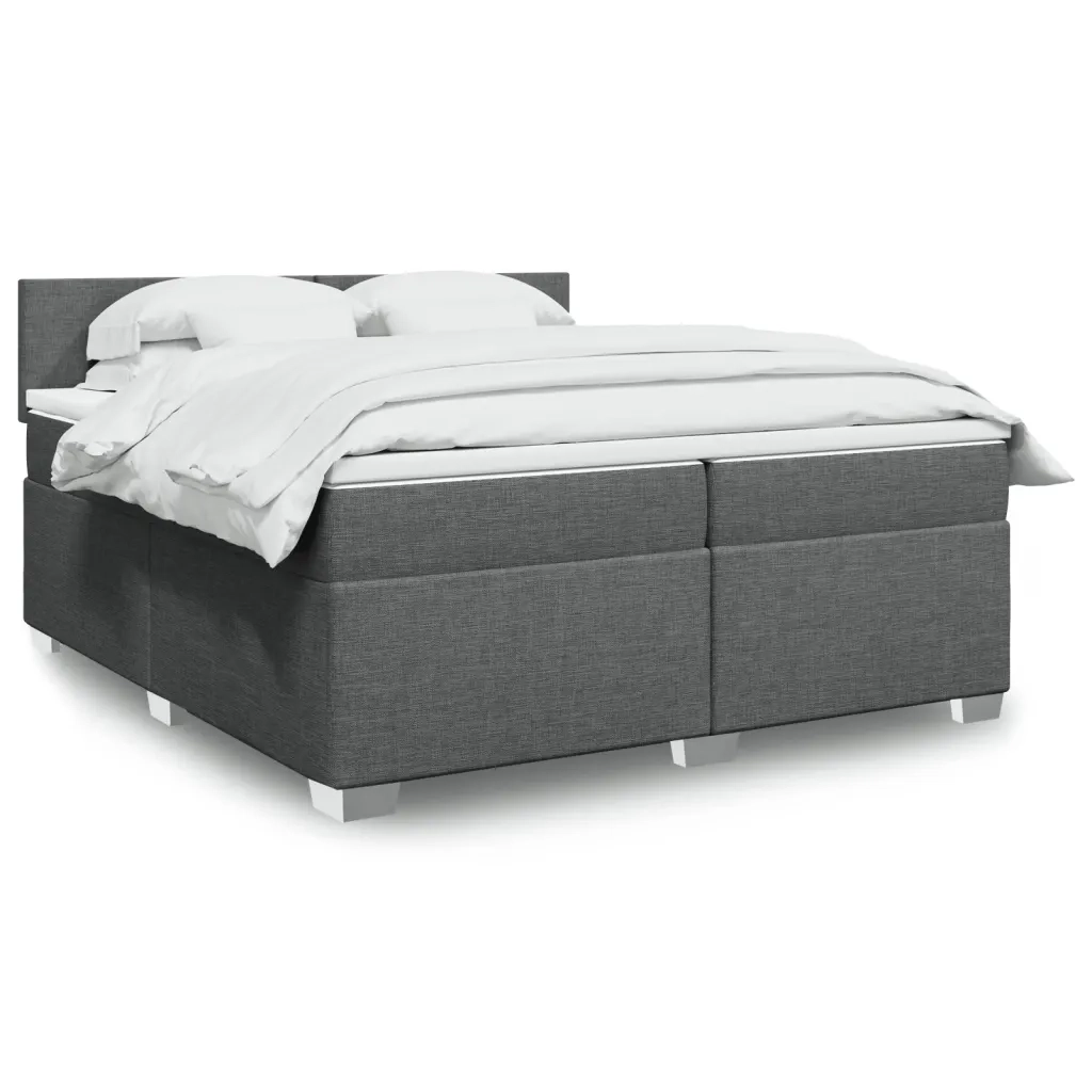 Giroletto a Molle con Materasso Grigio Scuro 200x200 cm Tessuto 3285989