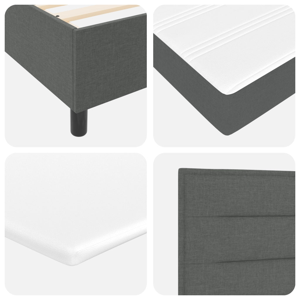 Letto a doghe  con materasso grigio scuro, 90x190 cm, Tessuto