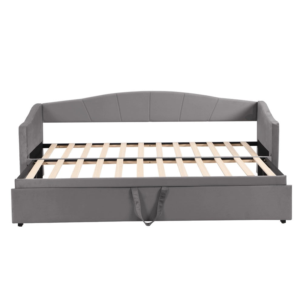 Letto Estraibile Multifunzione ¨C MINIMAL ¨C Velluto Grigio, 90/180x200