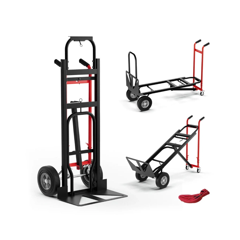 Carrello pieghevole 3 in 1 dimensioni 57 x 53 x 131 cm portata 450 kg ergonomico e robusto metallo rosso 20_0017204