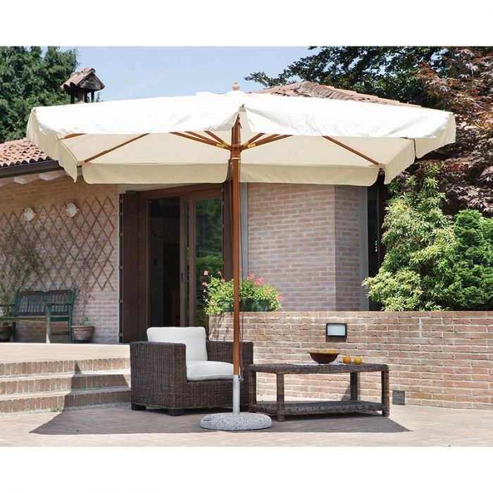Ombrellone Rettangolare Madrid 3x4 M In Legno, Con Doppia Carrucola Misure: 3 x 3 m