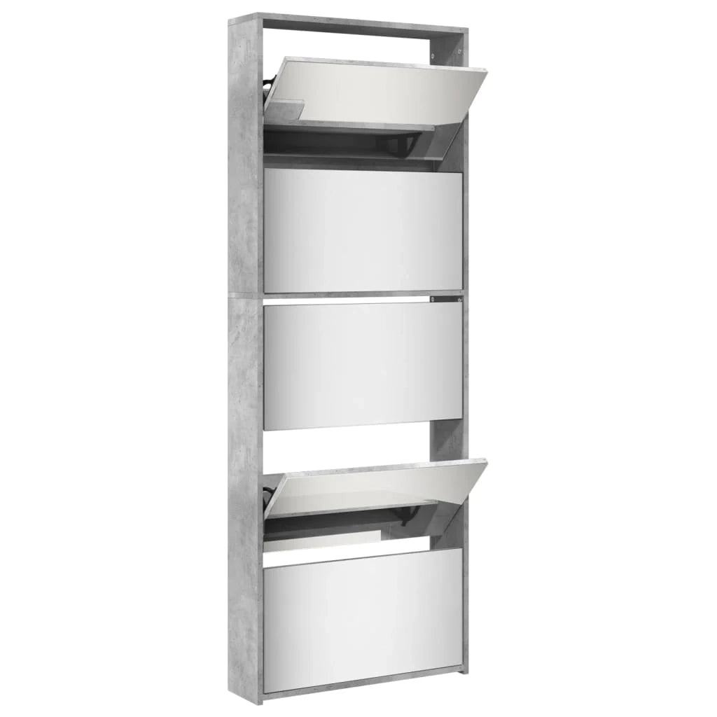 Scarpiera mobiletto portascarpe mobile ingresso/corridoio/soggiorno con specchio 5 ripiani 63 x 17 x 169,5 cm grigio 02_0021890