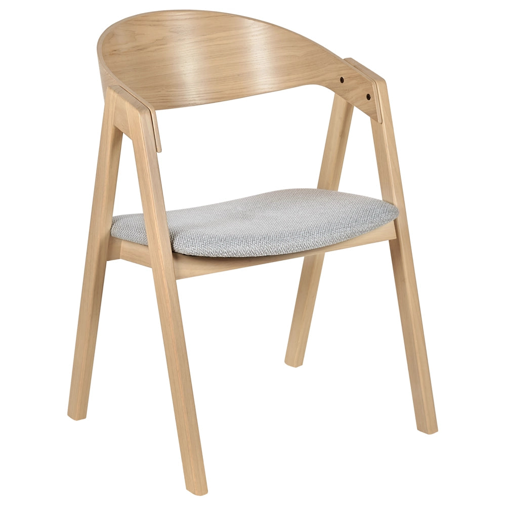 Set di 2 sedie da pranzo in legno chiaro e compensato grigio tessuto in poliestere gambe in legno di caucciù stile retrò tradizionale