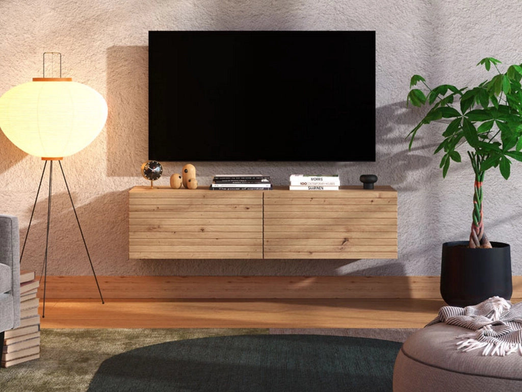Colico, Mobile Porta tv un Ripiano, 128x41.5x32h cm Marrone Rovere Nodi