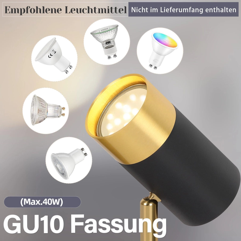 ZMH Faretto da soffitto 1 fiamma nero oro retro GU10 ruotabile 350° per soggiorno