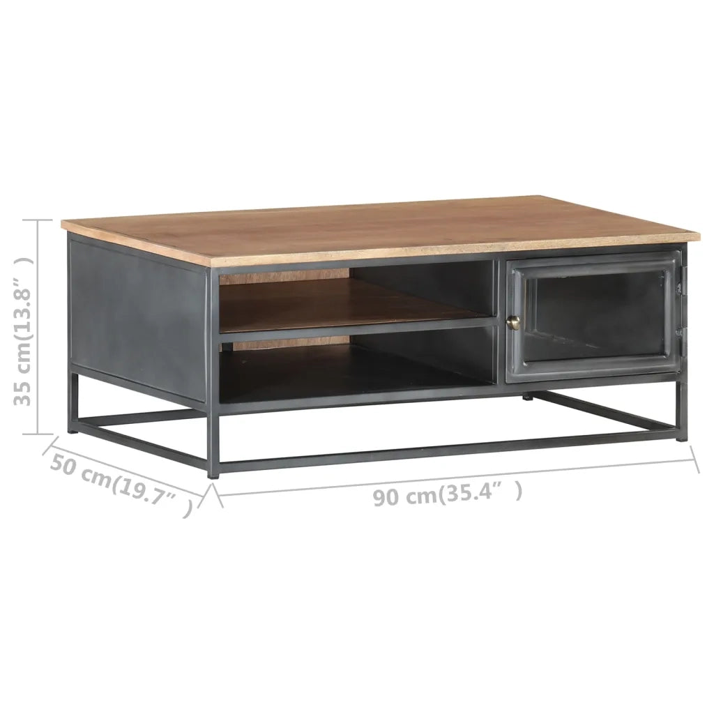 Tavolino da salotto | Tavolino da caff¨¨ | Tavolino da Soggiorno Grigio 90x50x35 cm in Massello di Acacia