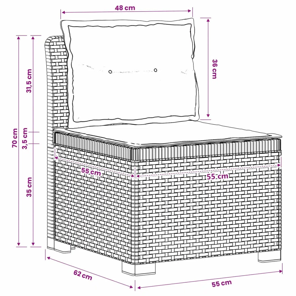 Divano da giardino 3 posti con cuscini in look rattan PP 8011981