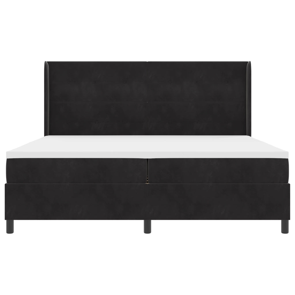 Letto Box Spring con Materasso Nero 200x200 cm Velluto