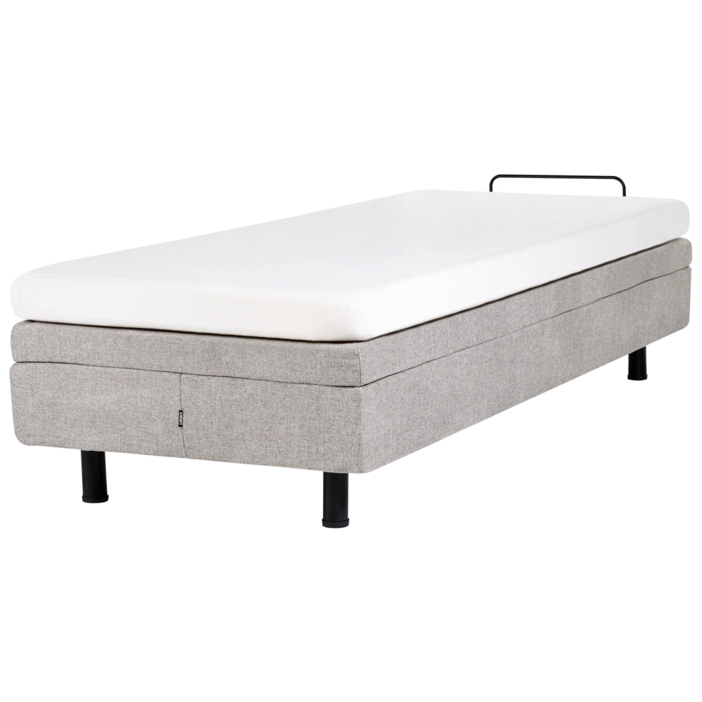 Letto elettrico matrimoniale tessuto grigio chiaro regolabile con telecomando senza testiera 80x200 cm stile moderno