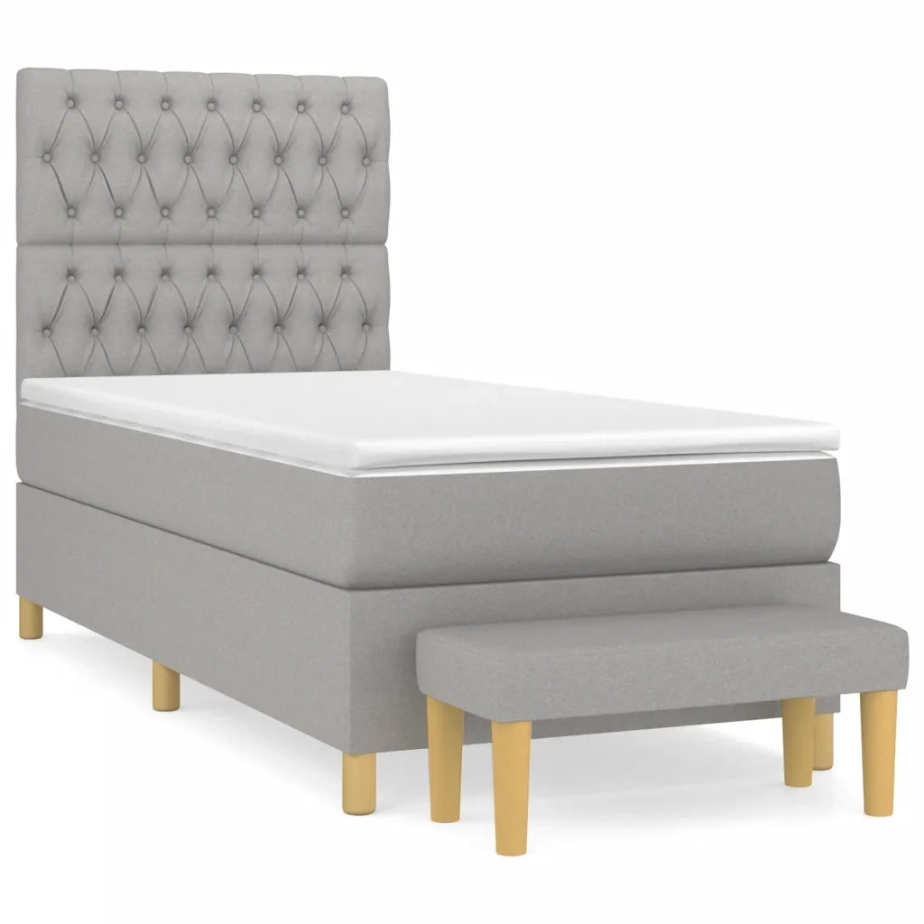 Giroletto a Molle con Materasso Grigio Chiaro 90x200 cm Tessuto cod mxl 39881