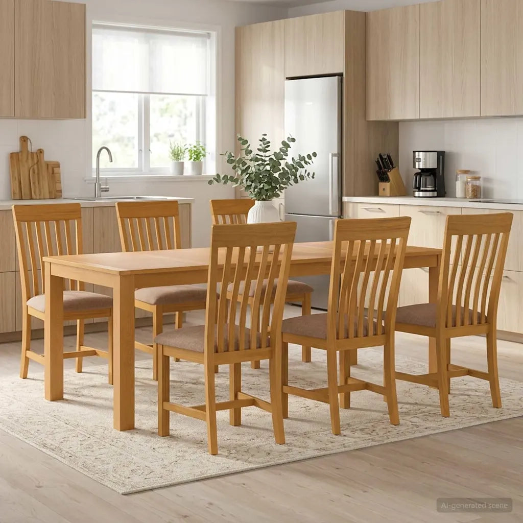 Set da pranzo 7 pz Grigio Legno di Quercia Massello 3430392