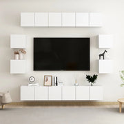 Set Mobili Porta TV 10 pz Bianco in Legno Multistrato 3074458