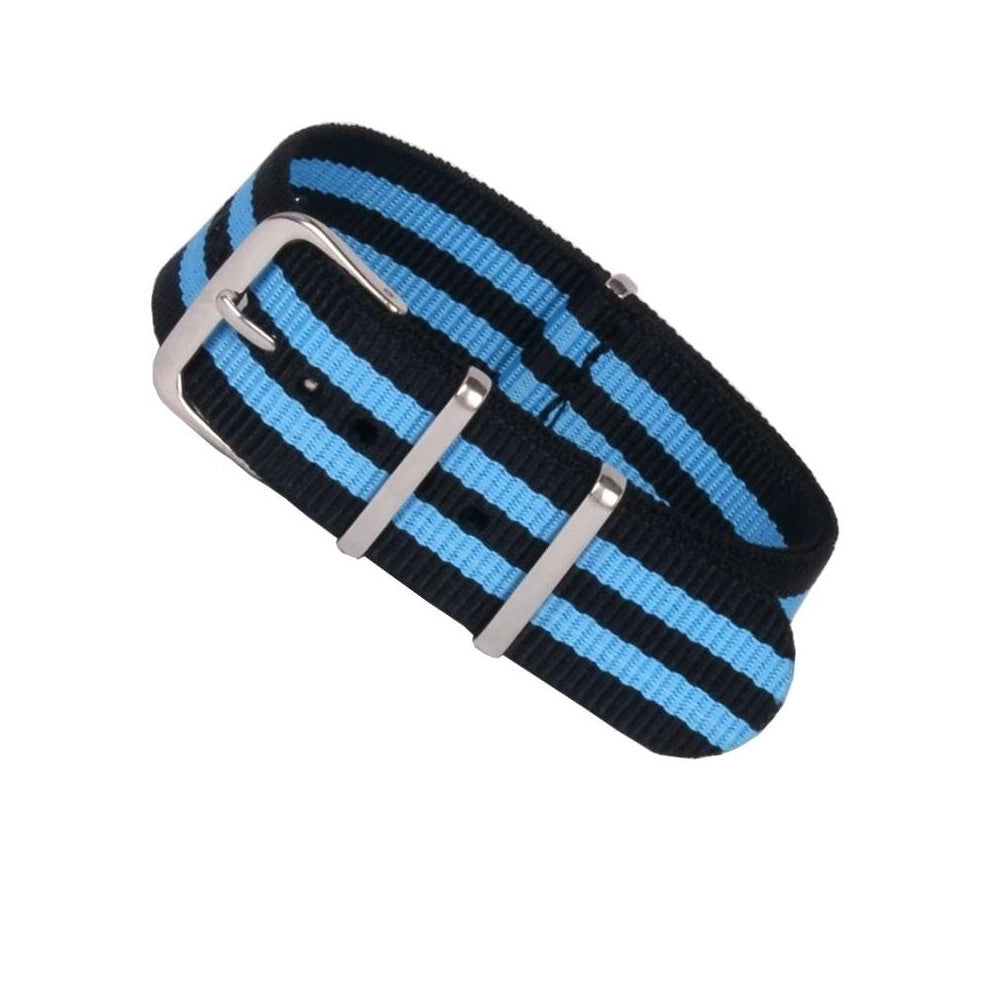 Trade Shop - Cinturino In Nylon Universale Ricambio Orologio Larghezza 20mm Blu Azzurro -