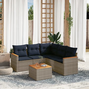 Set Divani da Giardino 6 pz con Cuscini Grigio in Polyrattan 3225970