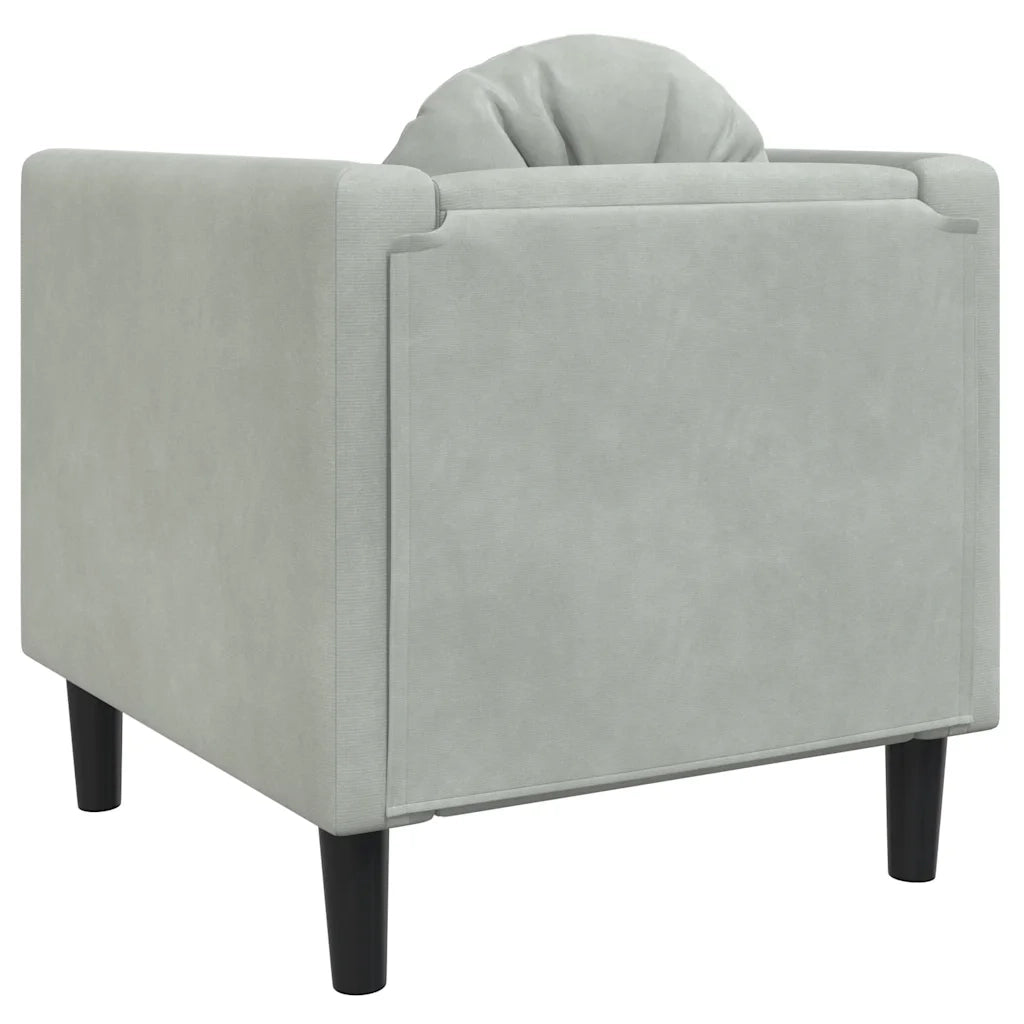 Divano Sedia-Poltrona con Cuscino Grigio Chiaro in Velluto