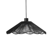 Lampada a sospensione con paralume in carta nera fatto a mano e base in metallo, stile rustico boho