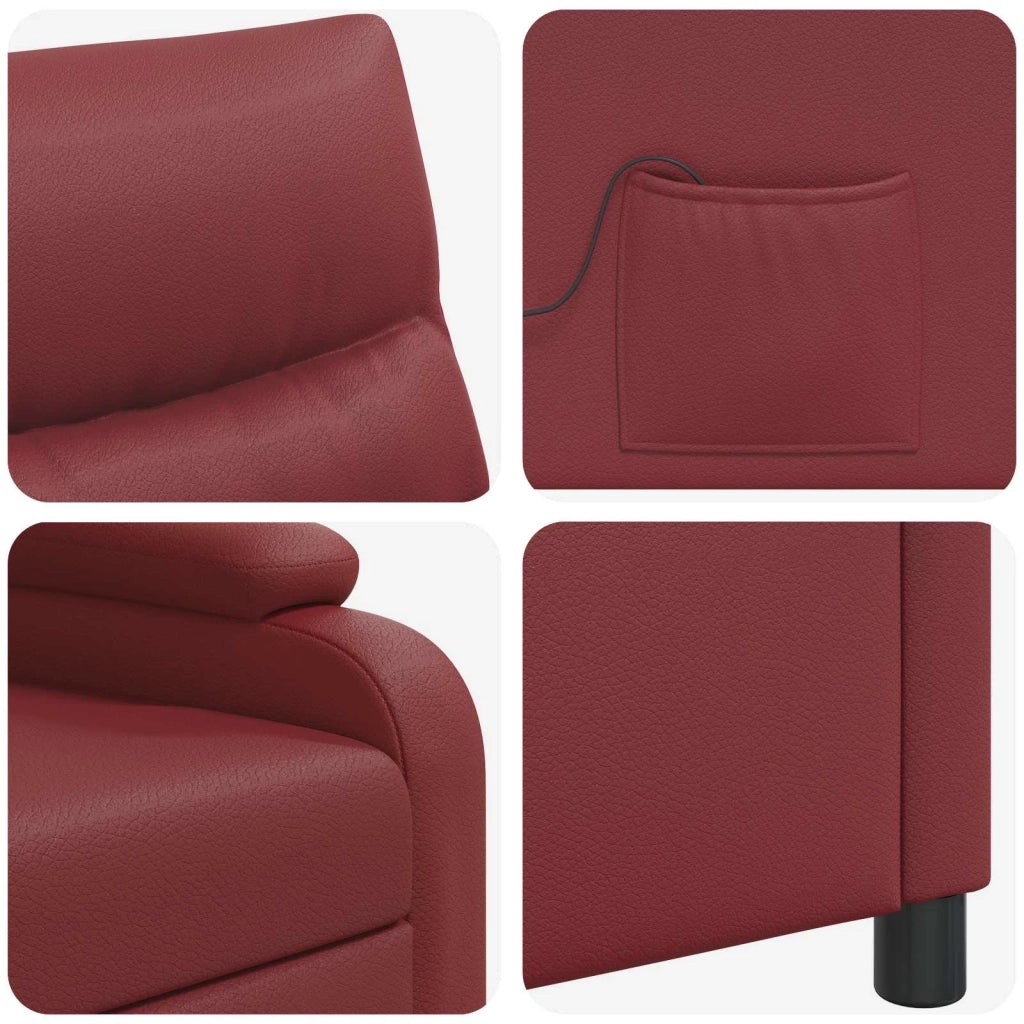 Divano Sedia-Poltrona Massaggiante Rosso Vino Similpelle 773721