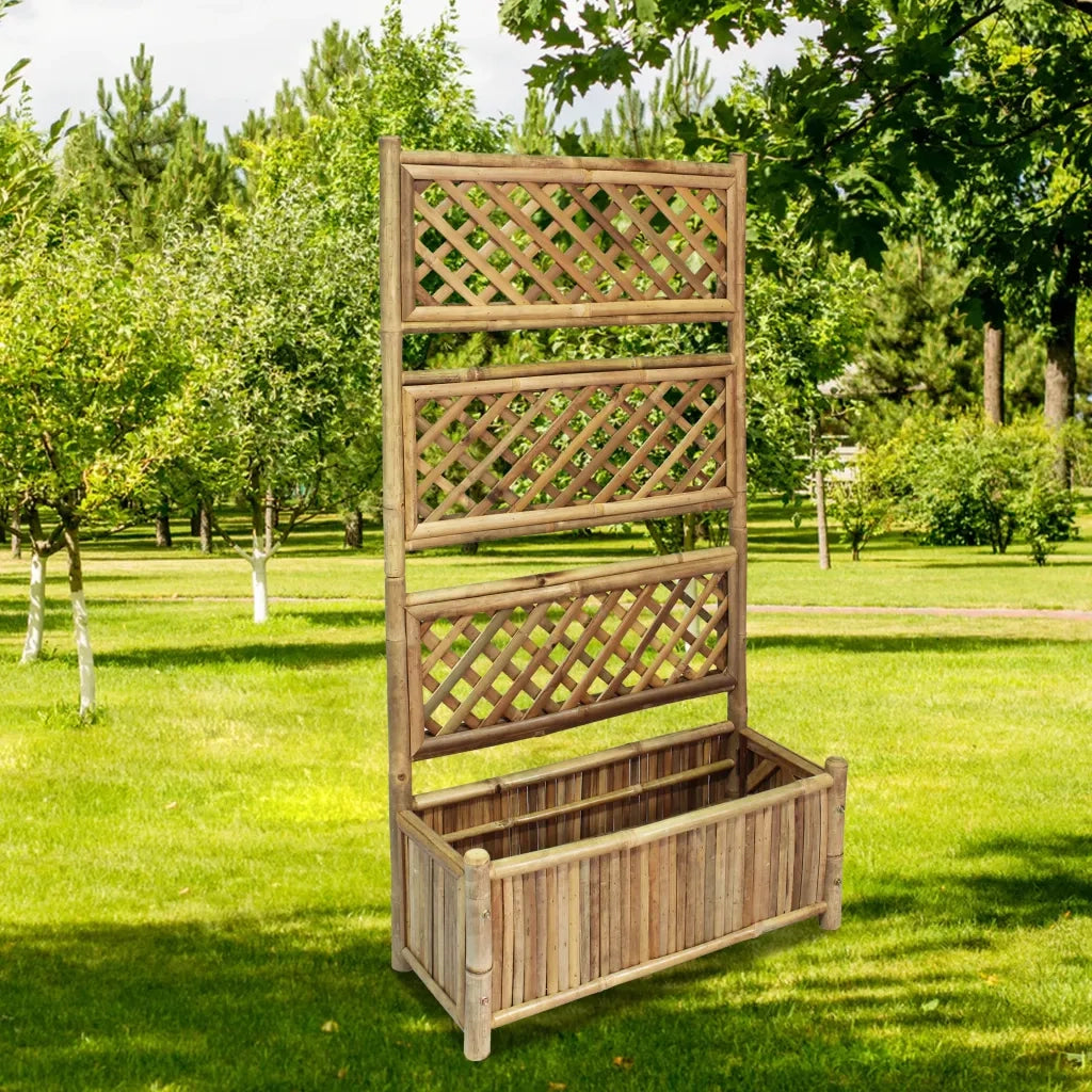 Fioriere | Cassetta per fiori | Letto Rialzato da Giardino con Graticcio in Bamb¨´ 70 cm