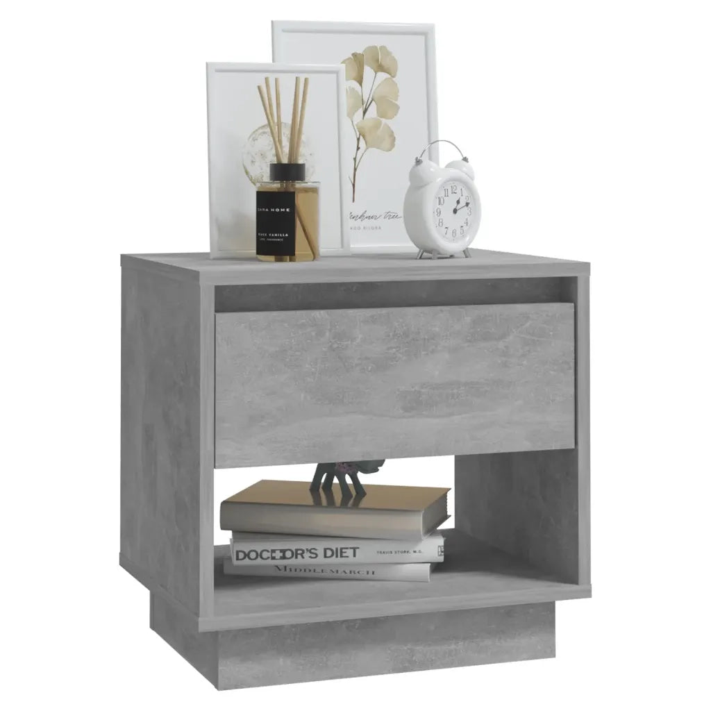 Comodino | Armadio da Notte | Mobiletto da notte Grigio Cemento 45x34x44 cm in Truciolato
