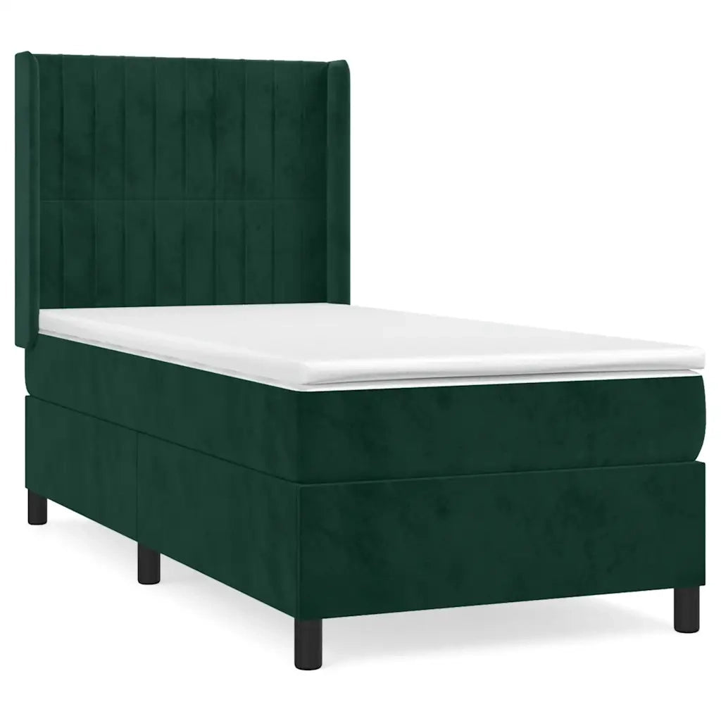 Giroletto a Molle con Materasso Verde Scuro 90x200 cm Velluto 3132780