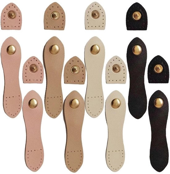 Set di 8 bottone in pelle per borse cucite, cerniera in pelle, ganci per chiusura borsa, bottone in pelle (bianco, rosa, nero, kaki)