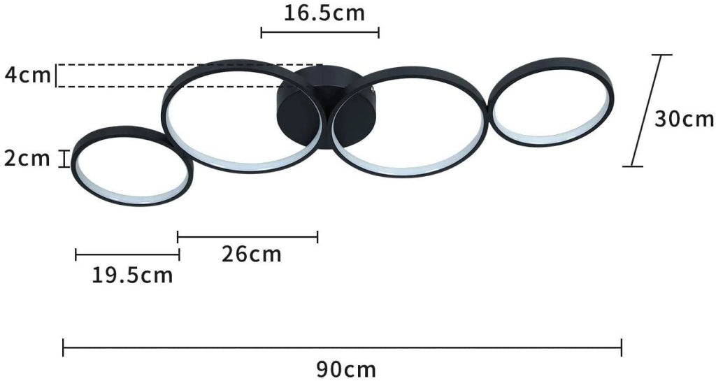 ZMH Lampada da soffitto moderna 4 fiamme design anello ottico 37W per soggiorno camera letto