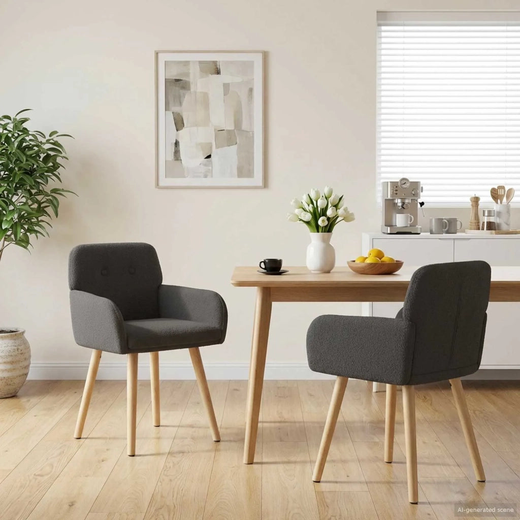 Sedie da pranzo 2 pcs Bouclé Grigio Scuro 59 x 56 x 86 cm 42034327