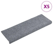 Tappetini per scale autoadesivi 5 pz | Gradini per Scale 65x21x4 cm Grigio chiaro bordo rettangolare