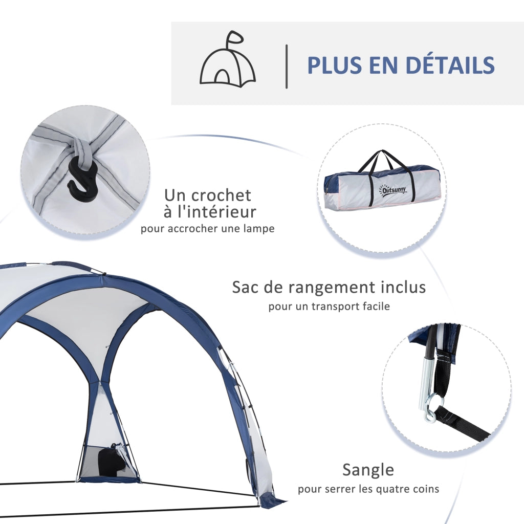 Tenda da campeggio a cupola 6-8 persone ¨C zephmum ¨C 4 porte in rete, tessuto Oxford, 350x350x230 cm, bianco e blu