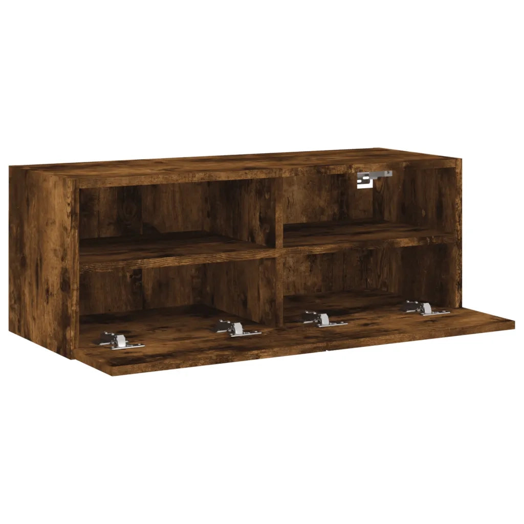 Mobile TV a Parete Rovere Fumo 80x30x30 cm in Legno Multistrato 836876