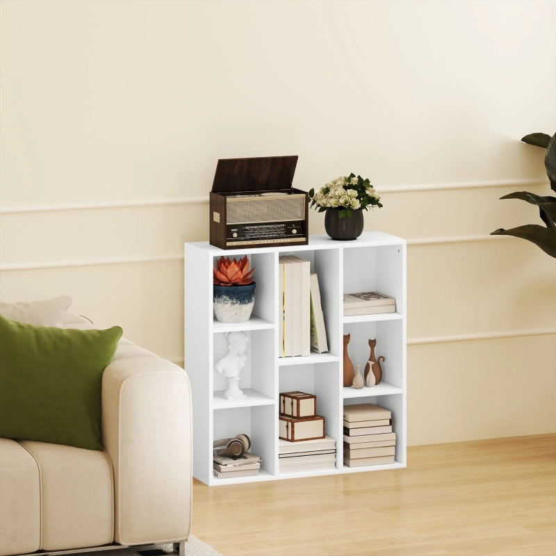 Libreria da terra con 8 vani aperti, scaffale portaoggetti multifunzionale, 74,3 x 24 x 80 cm, bianco