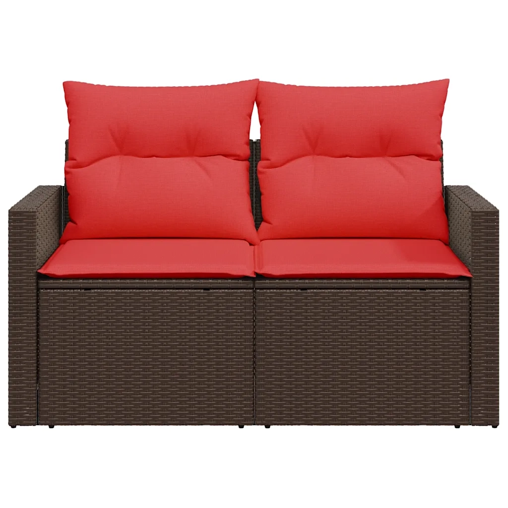 Divano da giardino con cuscini a 2 Posti-Sofa da Giardino-Divano da esterno marrone in polyrattan 812881
