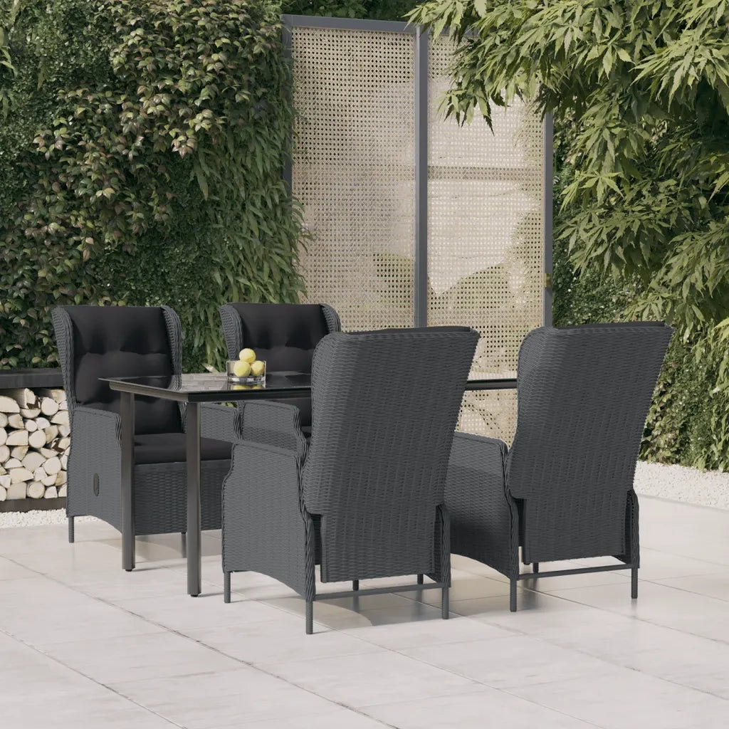 Set da Pranzo da Giardino 5 pz Grigio Scuro in Polyrattan 3156790