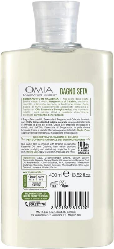 OMIA BAGNO SETA ECOBIO AL BERGAMOTTO DI CALABRIA BAGNOSCHIUMA ENERGIZZANTE RENDE LA PELLE LUMINOSA E IDRATATA 400 ML