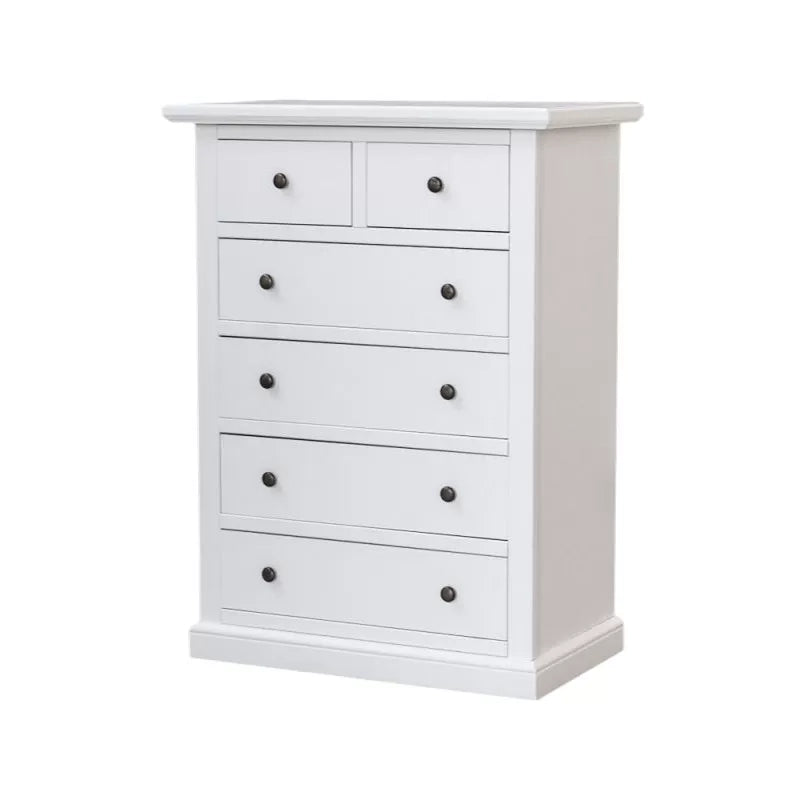 Cassettiera 6 cassetti in legno shabby bianco 62x37x93 - Mobili 2G